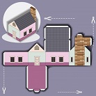ocuklar iin hazr ev model maketi ablonu, paper craft model house